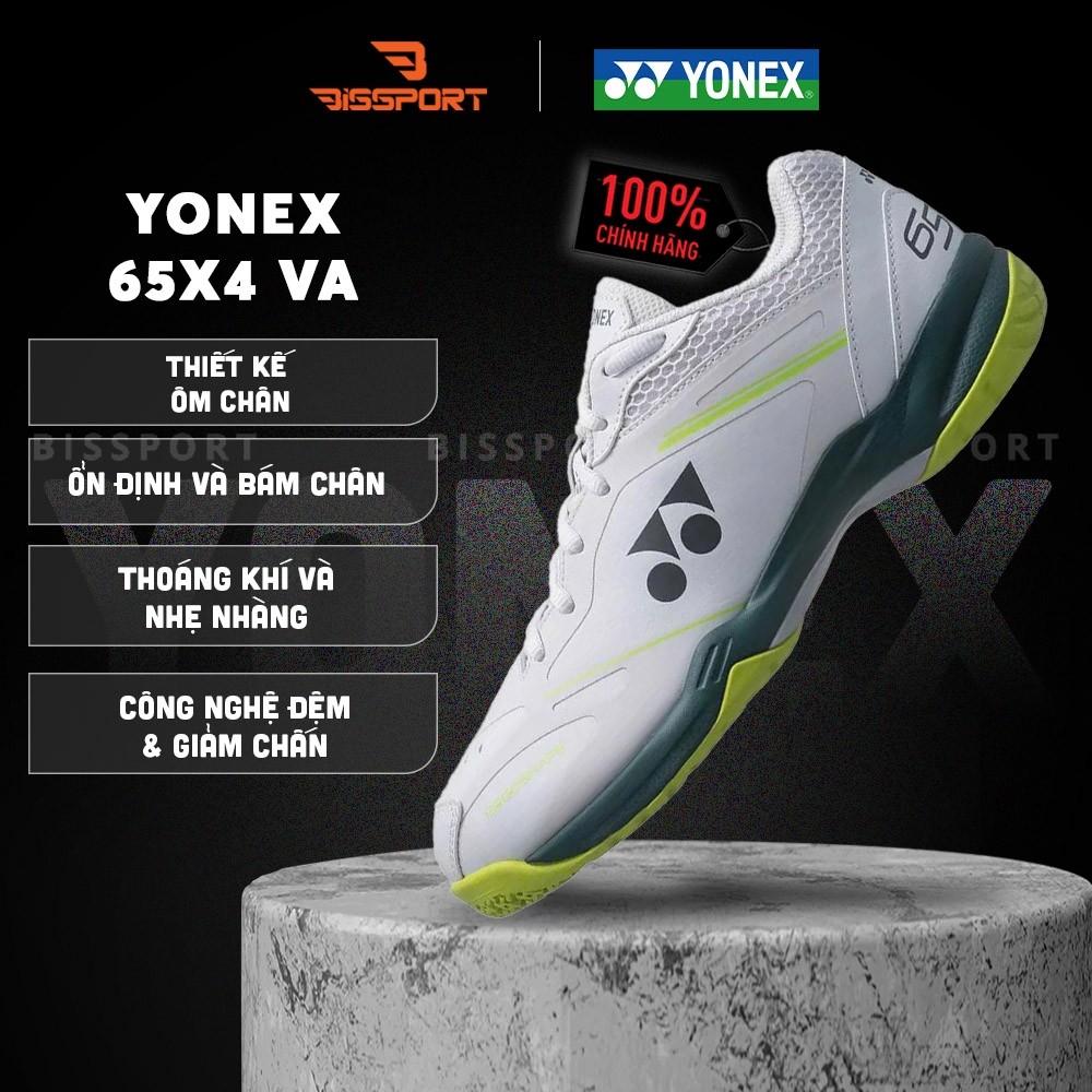 Giày Cầu Lông Yonex 65X4 VA Chính Hãng - Trắng Xanh Lá - Form Ôm - Bám Sàn - Êm Chân - Chống Chấn - 