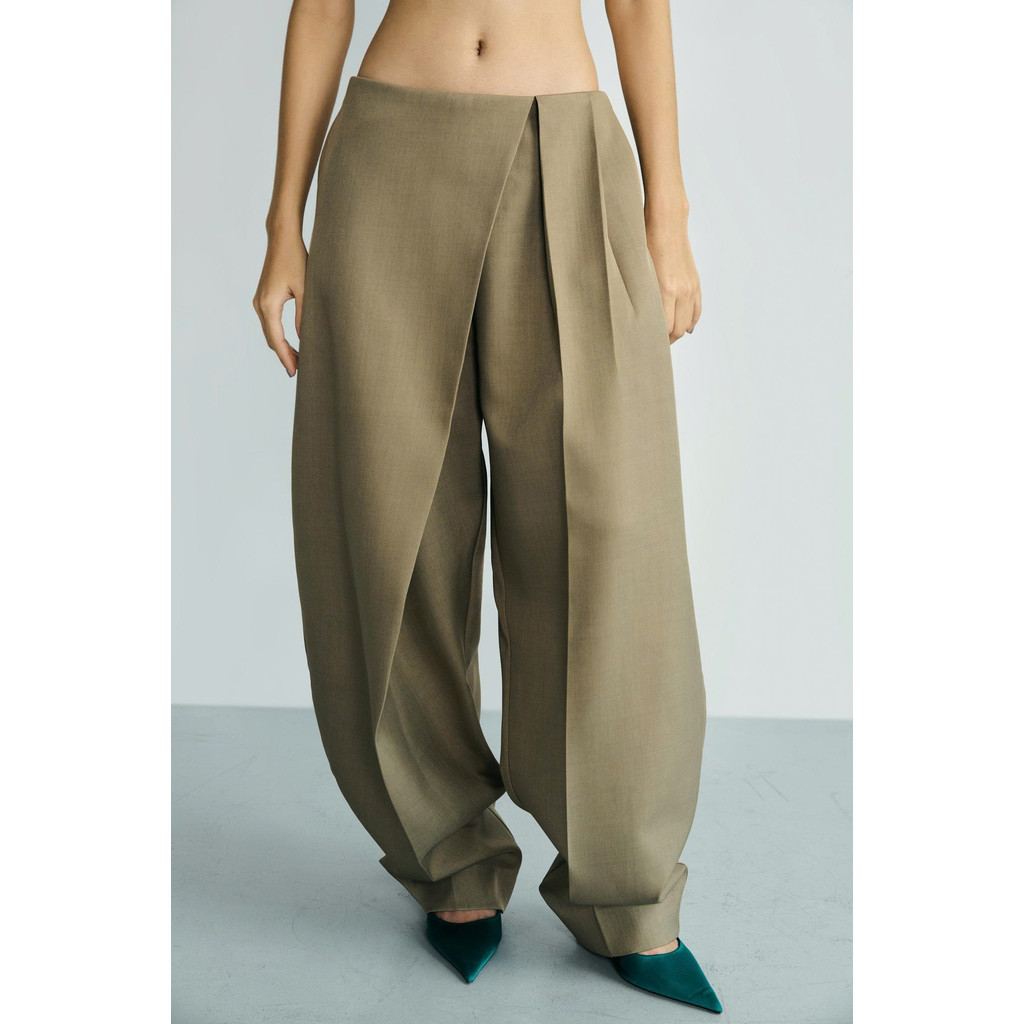 QUẦN KAKI /ou'ba:d/ vải dày dặn hai mảnh đắp chéo đứng form màu Nâu Kem S M L