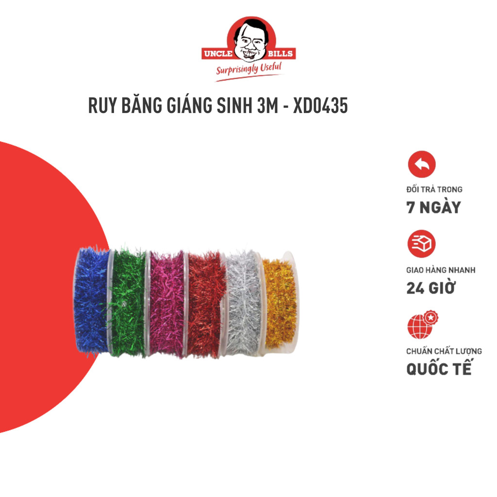 Ruy Băng Trang Trí Giáng Sinh Cuộn 3m UNCLE BILLS XD0435