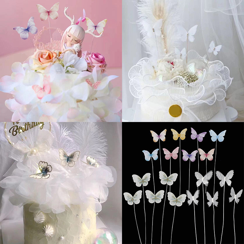 Dream Fairy Fairy DIY Iron Wire Iron Art Butterfly Gạc Tulle Iron Wire Butterfly Cake Trang trí Plug