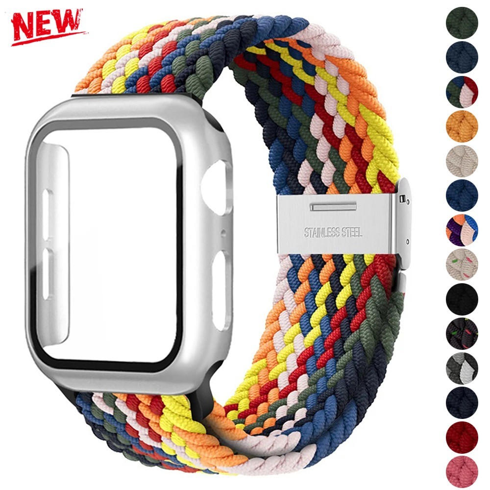 Ốp PC + Dây bện Nylon tương thích cho Apple Watch Series 11 10 46mm 42mm 9 7 3 8 6 se 44mm 40mm 45mm