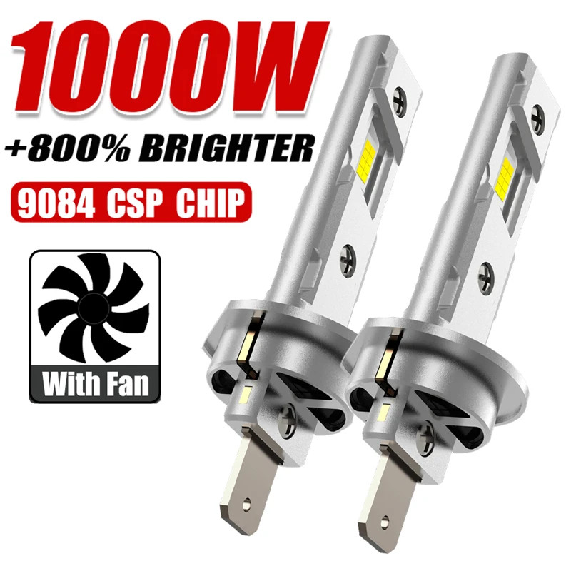 H1 H7 Bóng Đèn Pha LED CANBUS Đèn Mini 1: 1 Kích Thước Mới Không Dây H1 H7 Đèn Sương Mù Có Quạt Đèn 
