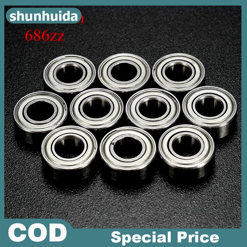 Shunhuida 10Pc 686ZZ 6x13x5mm Vòng bi thu nhỏ 6 * 13 * 5mm Vòng bi Mini được bảo vệ bằng kim loại VN
