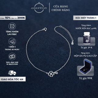  Lắc chân nữ bạc S925 Cỏ 4 Lá Asimi Lắc chân bạc bạc Ý may mắn đồng hành Everluck Clover LC15 
