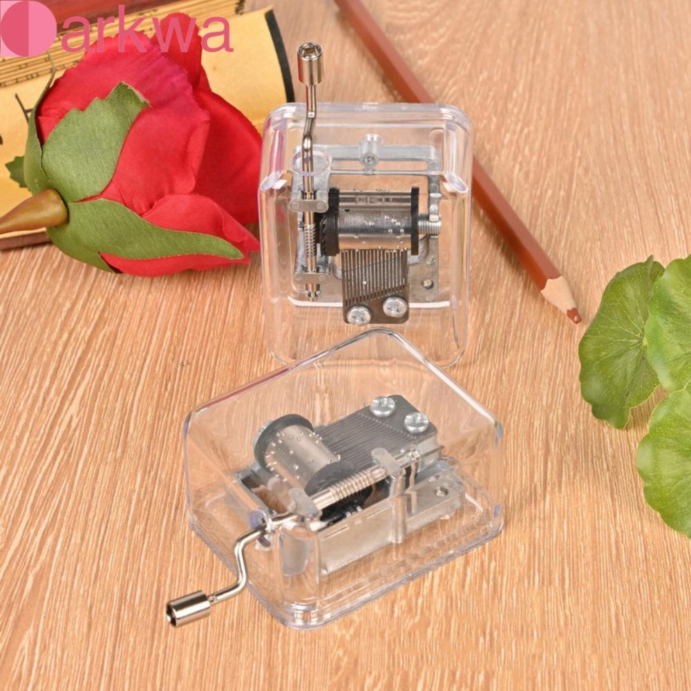 DARKWA Mini Hand Cranking Music Box Acrylic Craft Trẻ em dễ thương