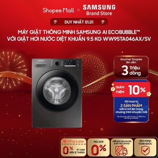   MIỄN PHÍ VẬN CHUYỂN  Máy Giặt Thông Minh Samsung AI EcobubbleTM Giặt Hơi Nước Diệt Khuẩn 9,5 kg WW95TA046AX SV 