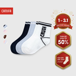  Combo 3 đôi tất unisex trẻ em CANIFA cổ trung in họa tiết 3AX25A004 