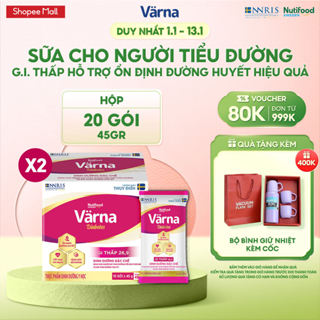  Combo 2 Hộp Sữa Bột Cho Người Tiểu Đường Varna Diabetes - Hộp 450 G  20 Gói X 45 G  GI Thấp Ổn Định Đường Huyết 