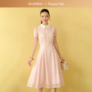  Đầm nữ GUMAC form A xòe cổ sơ mi có hai túi sườn  DF10015 