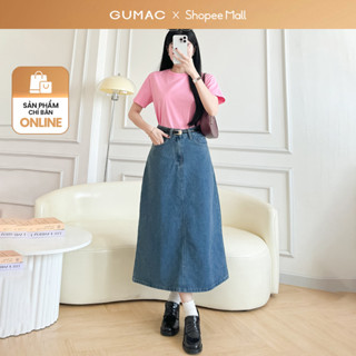  Chân váy jeans midi nữ Gmorning - GUMAC A dài denim dày dặn mềm mát thoải mái  YVJF01071 