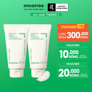  Bộ 2 Sữa rửa mặt làm sạch và cấp ẩm từ trà xanh Innisfree Green Tea Hydramino Cleansing Foam 150g 