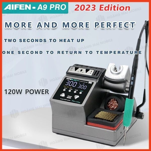 Máy hàn AIFEN A9 Pro dùng mũi C210 Vesion 2023 tay cầm điều khiển (kèm 3 mũi cong, thẳng, vát) | YCS