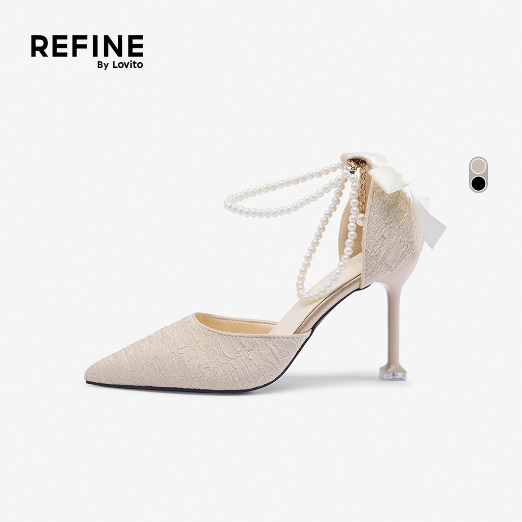 (Refine by Lovito) Giày cao gót thanh lịch đính ngọc trai cho nữ LR20E018