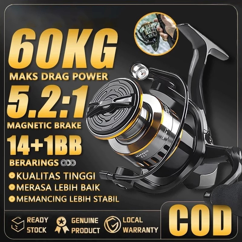 Daiwa Reel Fishing Reel HE Metal Bait Reel Fshing Rod Set Spinning Reel Fishing Set Accessories