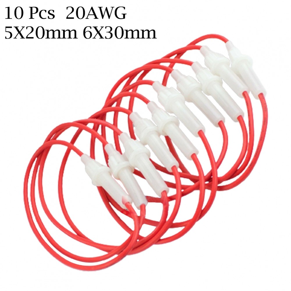 [COD] Fuse Holder Glass Fuse Wire Harness Box Lead 0.5A-30A 10 Pcs 6*30mm/5*20mm