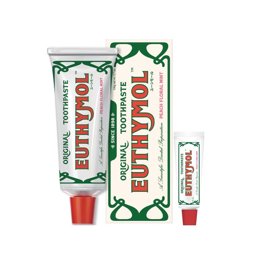 Euthymol Original Toothpaste with Peach Floral Mint Scent - Official Japanese Product (106g x 2 & 20