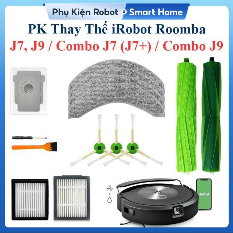 Phụ Kiện Thay Thế iRobot Roomba J7, Combo J7, J9, Combo J9/ Đôi Chổi Lăn, Chổi Cạnh, Bộ Lọc, Khăn La