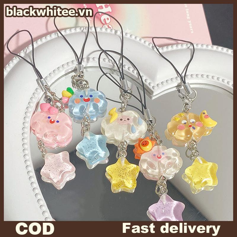 BWHTE Hoạt Hình Đáng Yêu Cloud Star Dây Điện Thoại Kawaii Màu Kẹo Dây Điện Thoại Móc Khóa Dành Cho B
