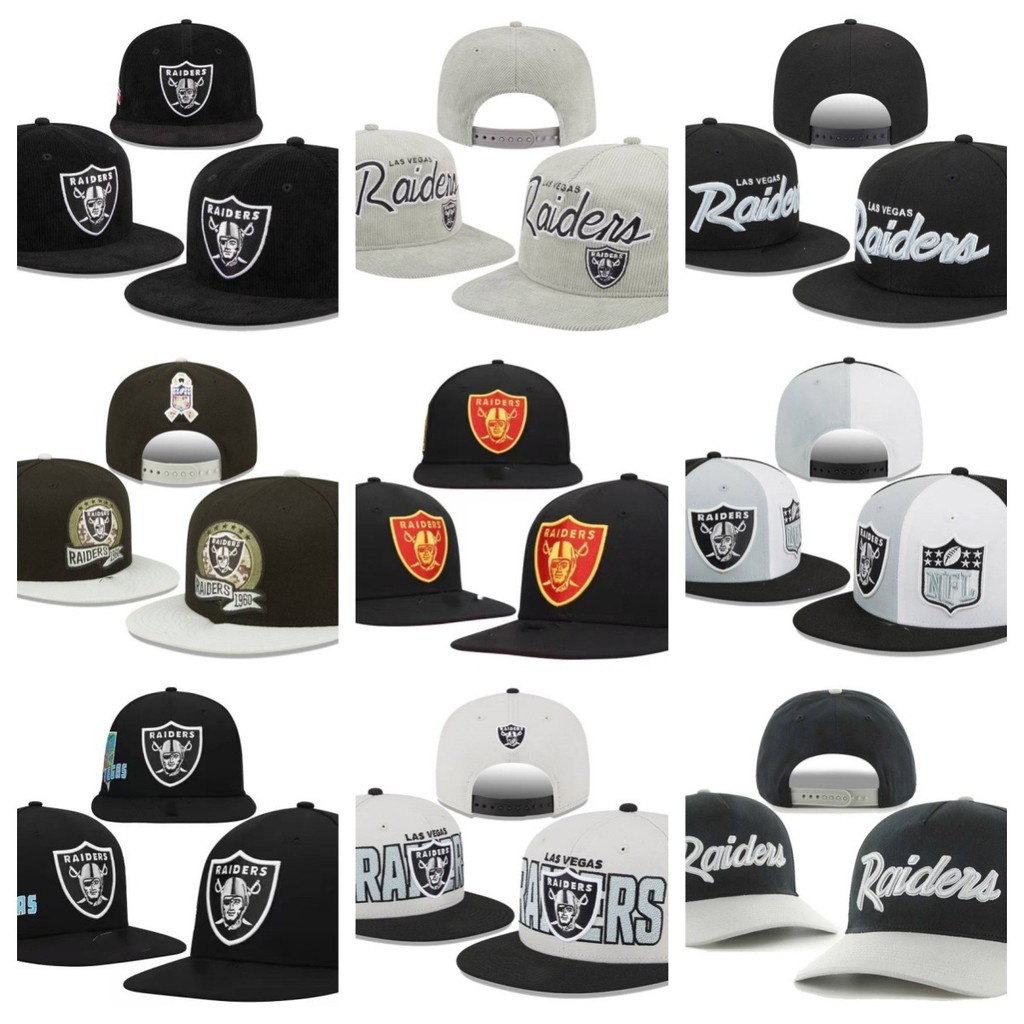 Mũ bóng bầu dục Oakland Raiders che nắng, thiết kế vành phẳng