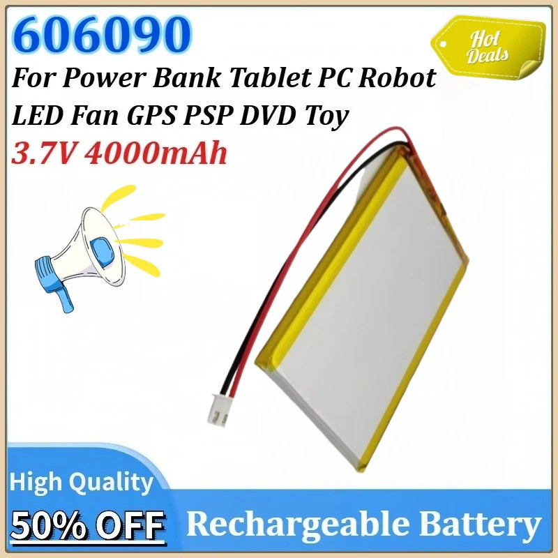 Mới 3.7V 4000mAh 606090 Pin Sạc Polymer Tế Bào Dung Tích Cao Cho Đồ Chơi Power Bank Máy Tính Bảng Ro