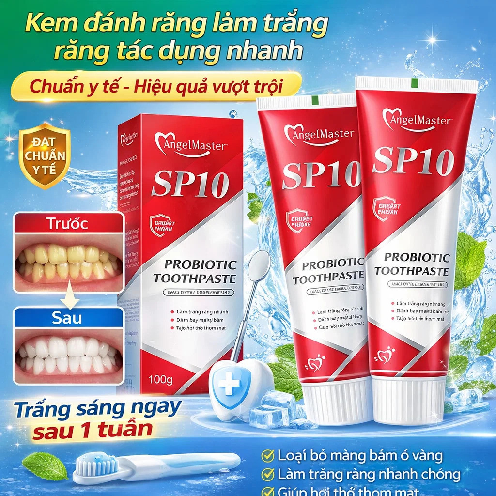 🦷 Kem Đánh Răng Chứa Men Vi Sinh SP10 / Kem Đánh Răng Làm Trắng / Khử Mùi Hôi Miệng / Giảm Cao Răng/