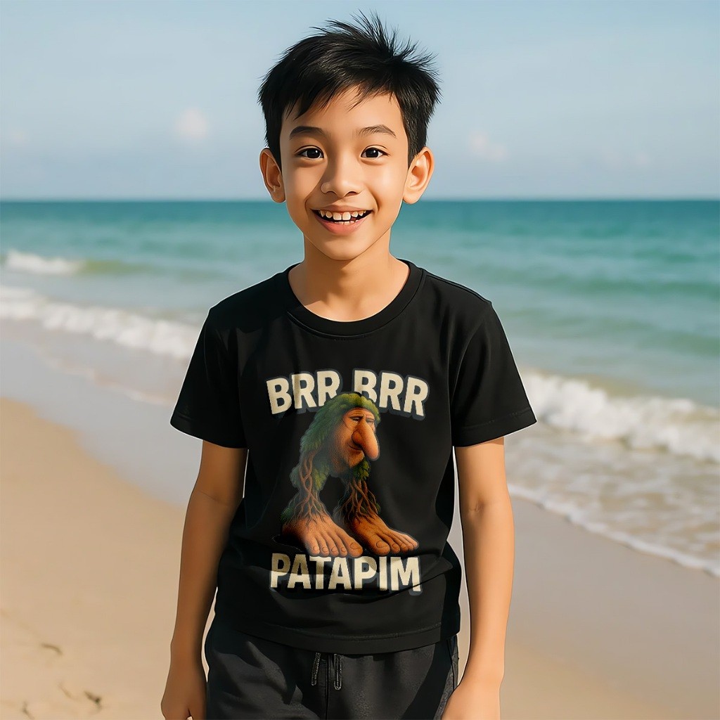 Áo Thun Trẻ Em Unisex 100% Cotton Italian Brainrot Brr Brr Patapim Meme Mềm Mại Thoáng Mát 681