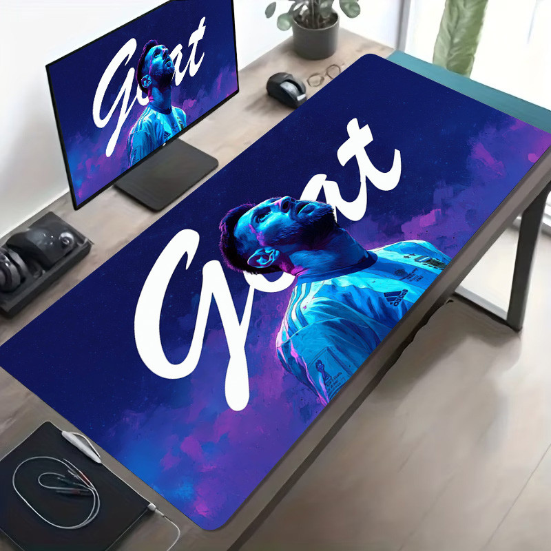 Tấm lót chuột chơi game Lionel Messi Argentina GOAT, Thảm trải bàn mở rộng phong cách Neon cho người