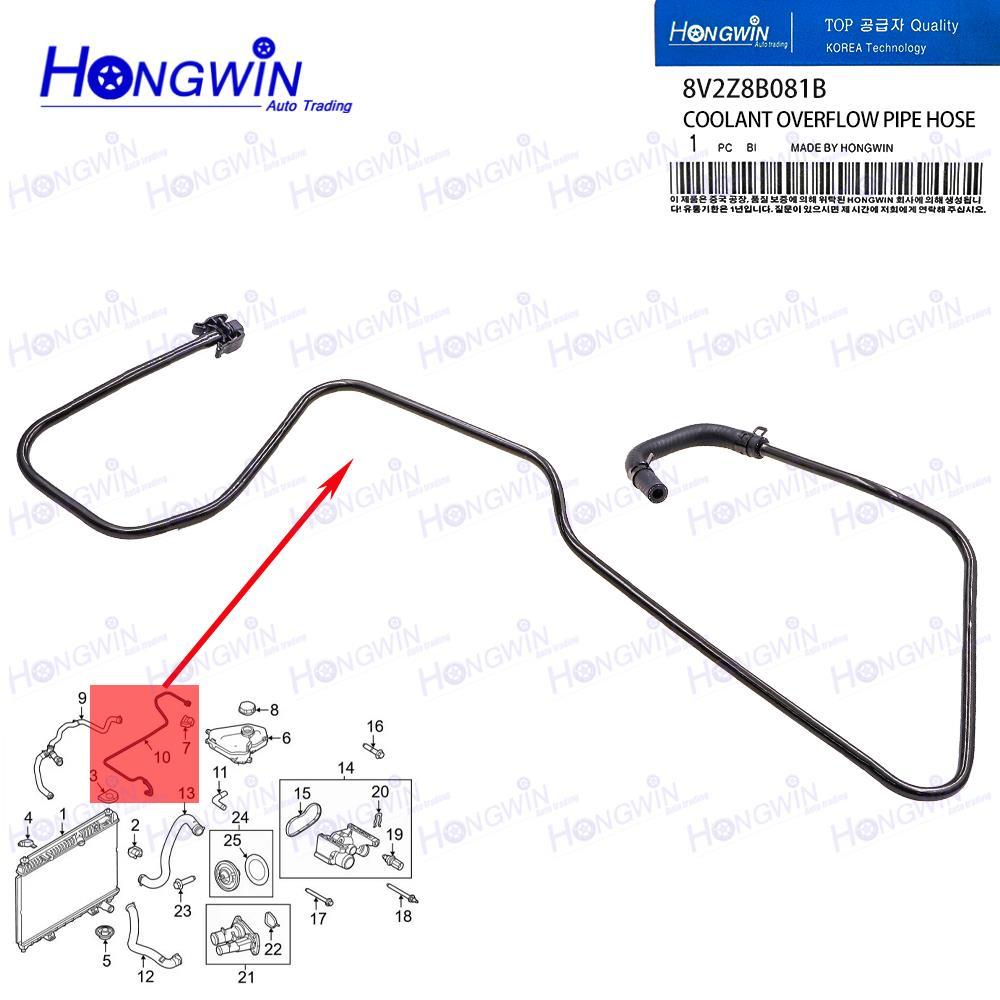 Ống làm mát tràn ống 8V2Z-8B081-B 8V2Z8B081B CN118C012AA cho Ford Fiesta 1.6L 2011-2018