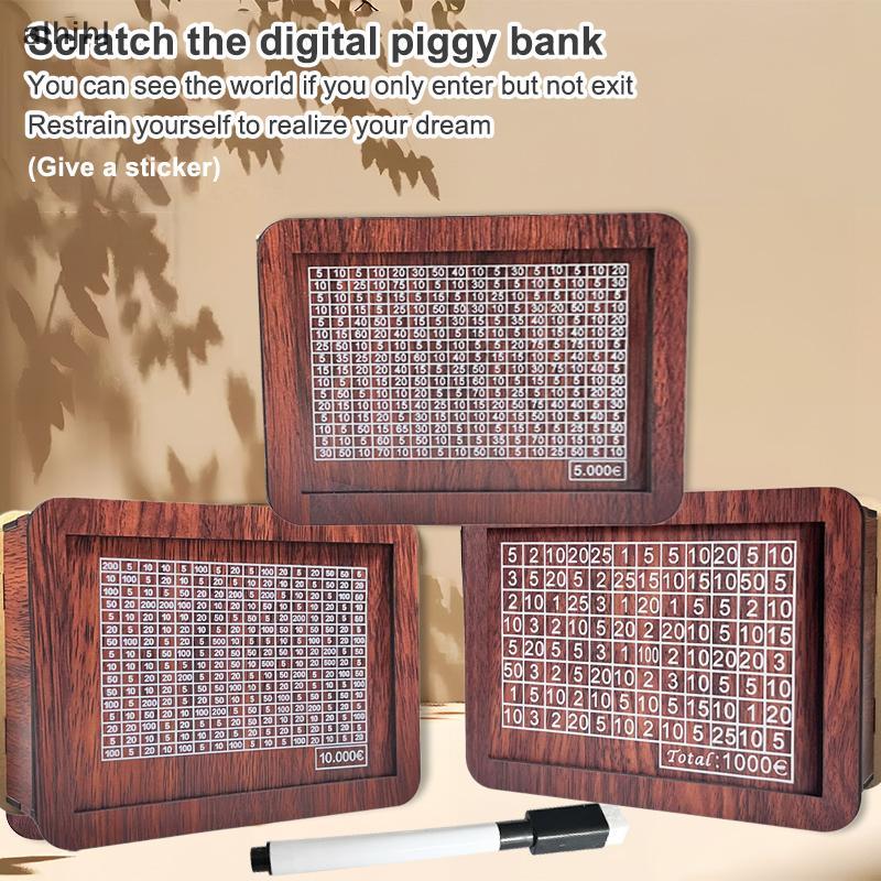 AL Wooden Money Saving Box Money Storage Bank with Saving Money Goals Counter Reusable Piggy Bank N