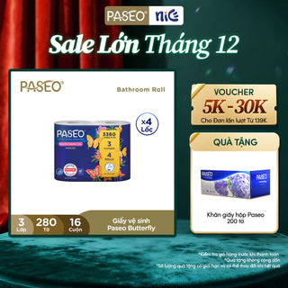 Combo 4 Lốc Giấy Vệ Sinh Paseo 3 Lớp Mềm Mịn Cao Cấp 4 Cuộn lốc - Tan Nhanh 