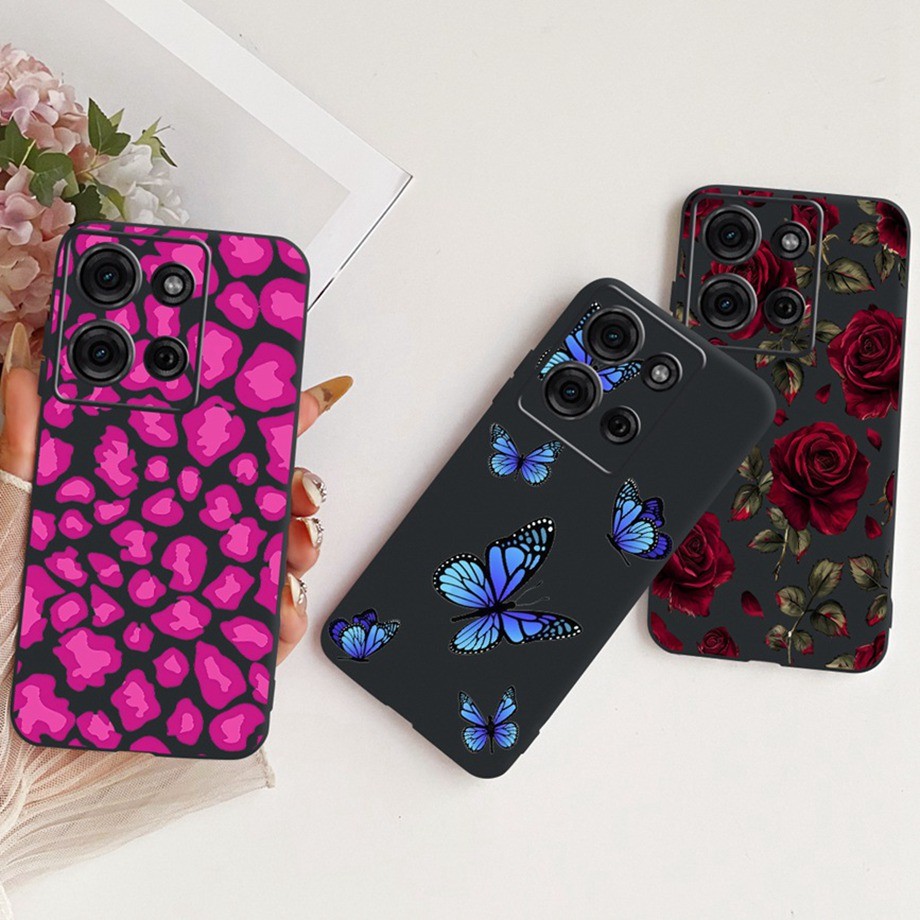 Dành Cho Motorola Moto G85 G75 5G Vỏ Đen Sang Trọng Bướm Sơn Ngộ nghĩnh TPU Mềm Silicon Bảo Vệ Cho m