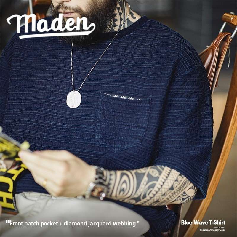 MADEN | Túi Tote thêu cổ điển kiểu Mỹ Túi xách Unisex dung tích lớn