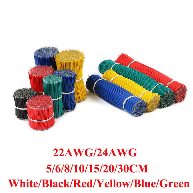 100 Chiếc 22AWG 24AWG Cáp hàn PCB mạ thiếc 22AWG 5 / 6 / 8 / 10 / 15 / 20 / 30cm Dây nhảy Cáp Dây dẫ