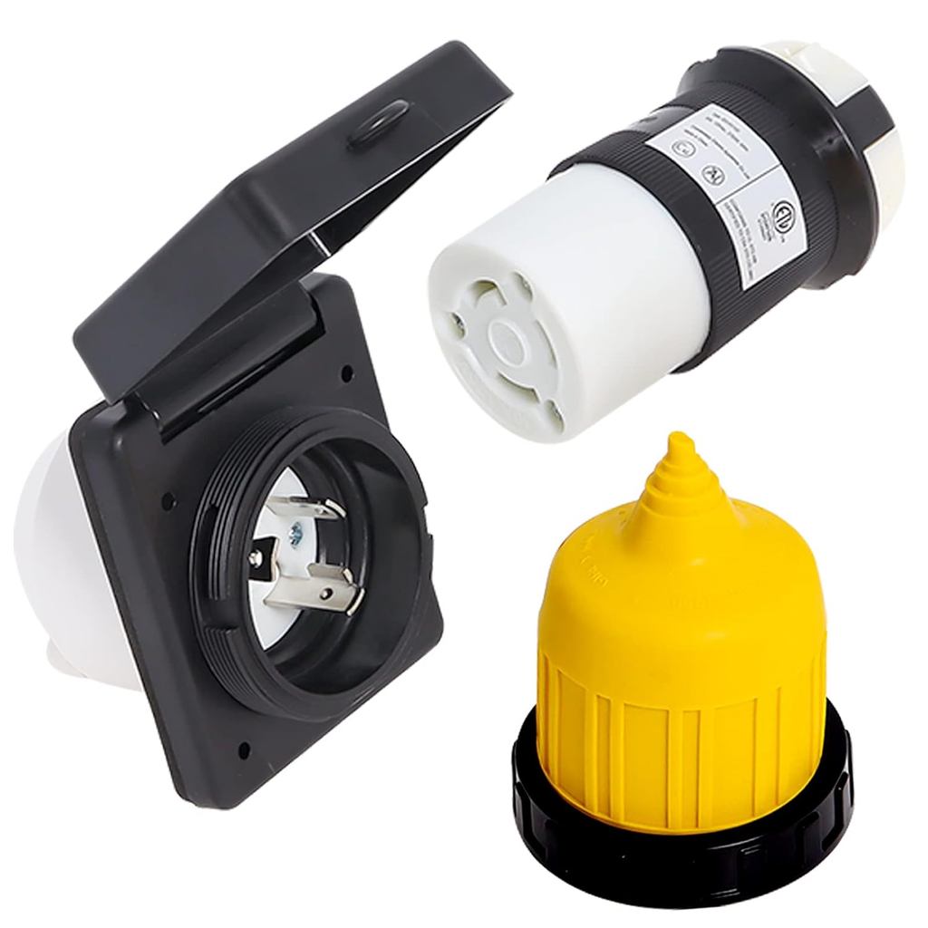 30 AMP RV Power Inlet Kit, Shore Power Inlet Receptacles 125V NEMA L5-30P L5-30R ETL Được liệt kê Na