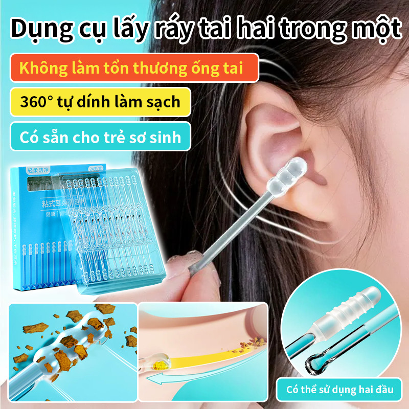 Que tăm bông 2 trong 1 / Que tăm bông dính tai / Dụng cụ vệ sinh tai / Que tăm bông dùng một lần / T
