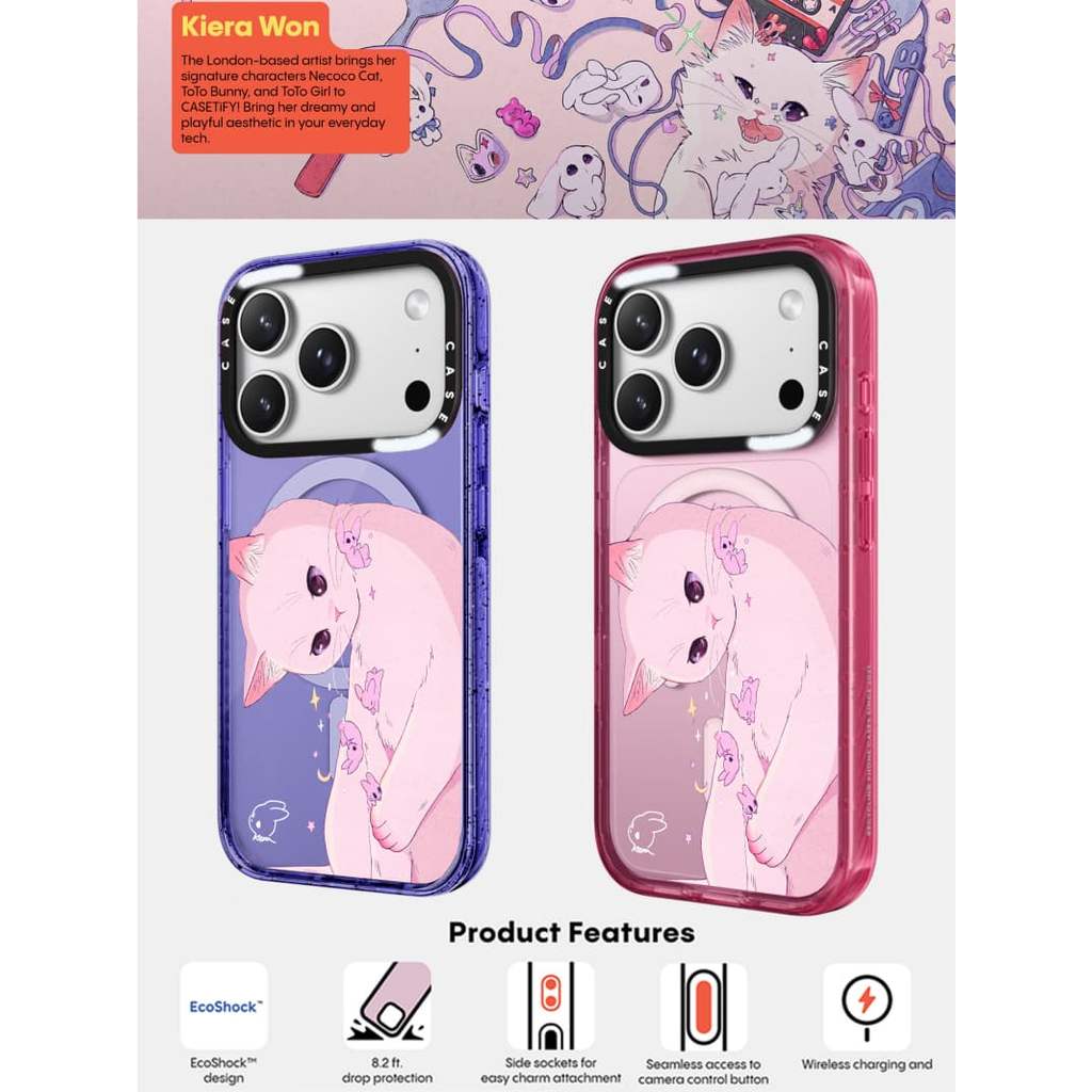 CASECASE X Kiera Won Rơi Như Ngôi Sao Hồng Fizz & Peri Tím Trong Suốt Cứng Từ Hút Tác Động Dành Cho 