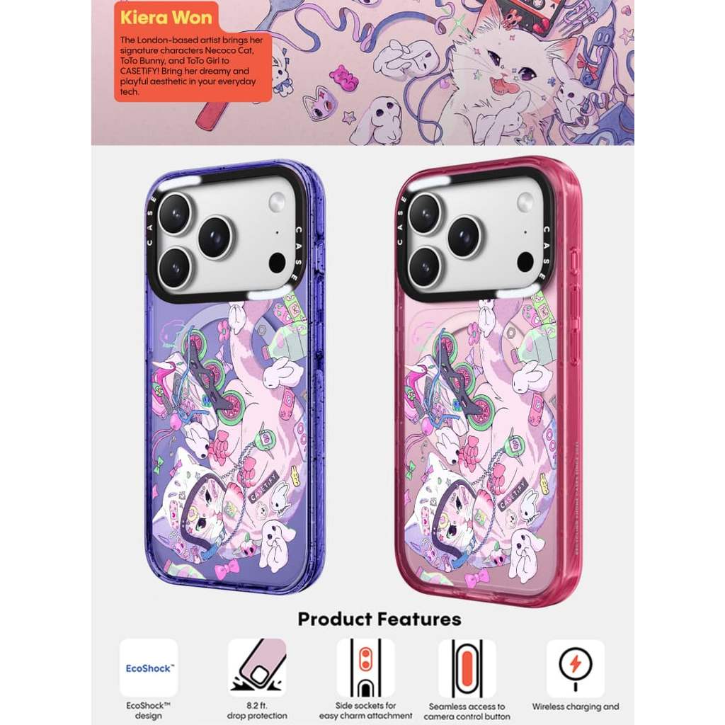 CASECASE X Kiera Won Cool Down Pink Fizz & Peri Purple Clear Hard Từ Hút Tác Động Dành Cho Apple IPh