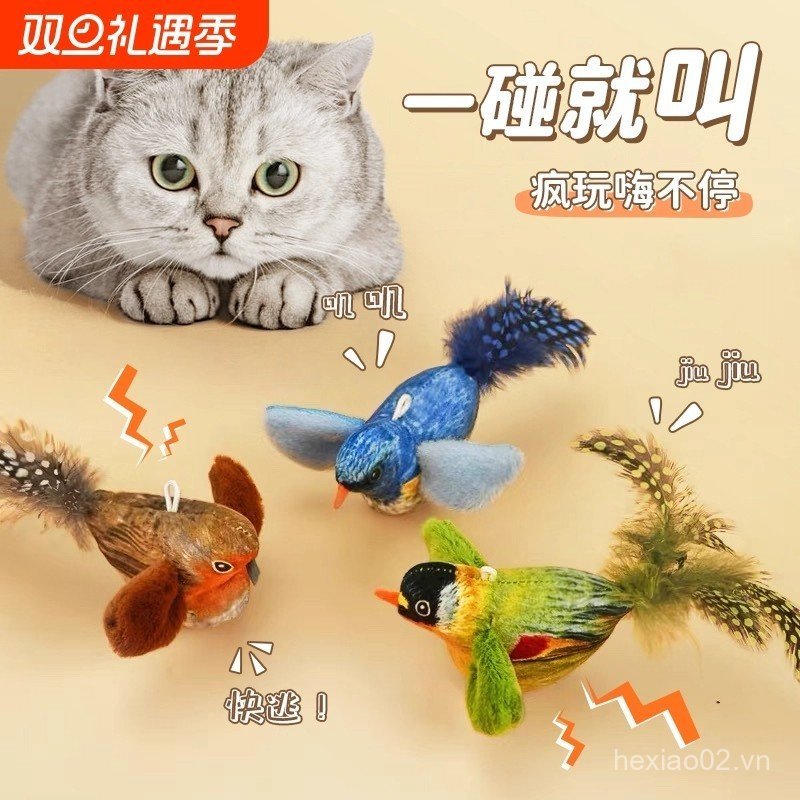 Cat Cat Cat Toy Teasing Stick Really Barking Bird Toy Kitten Self-Happy Boredom Relief Handy Tool Ch
