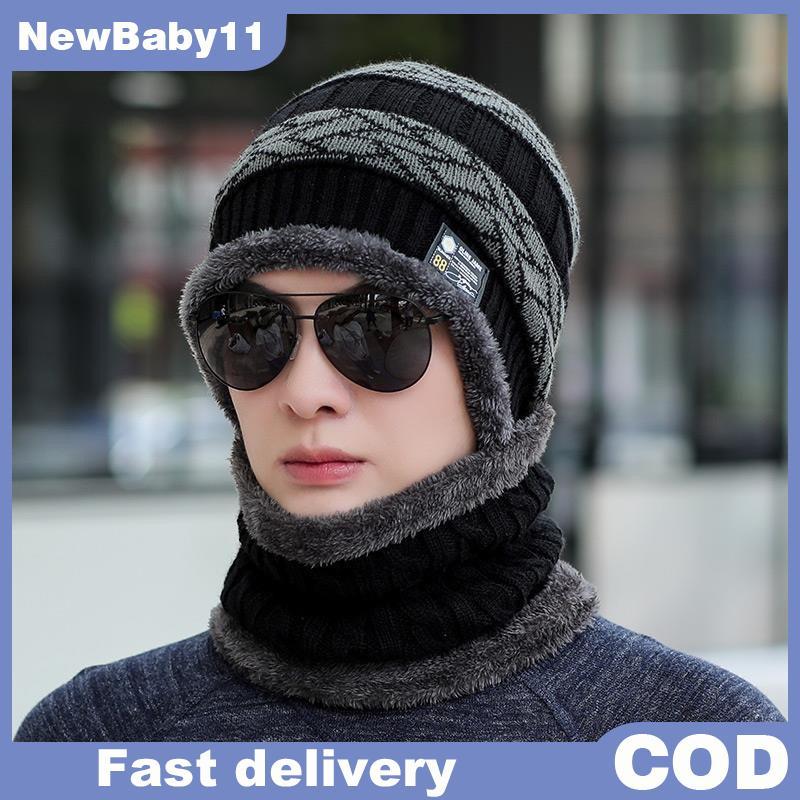 NY 1 Bộ Mùa Đông Mũ Ấm Áp Khăn Cho Nam Nữ Ngoài Trời Dày Đi Xe Đạp Mũ Khăn Thời Trang Chống Gió Lạnh