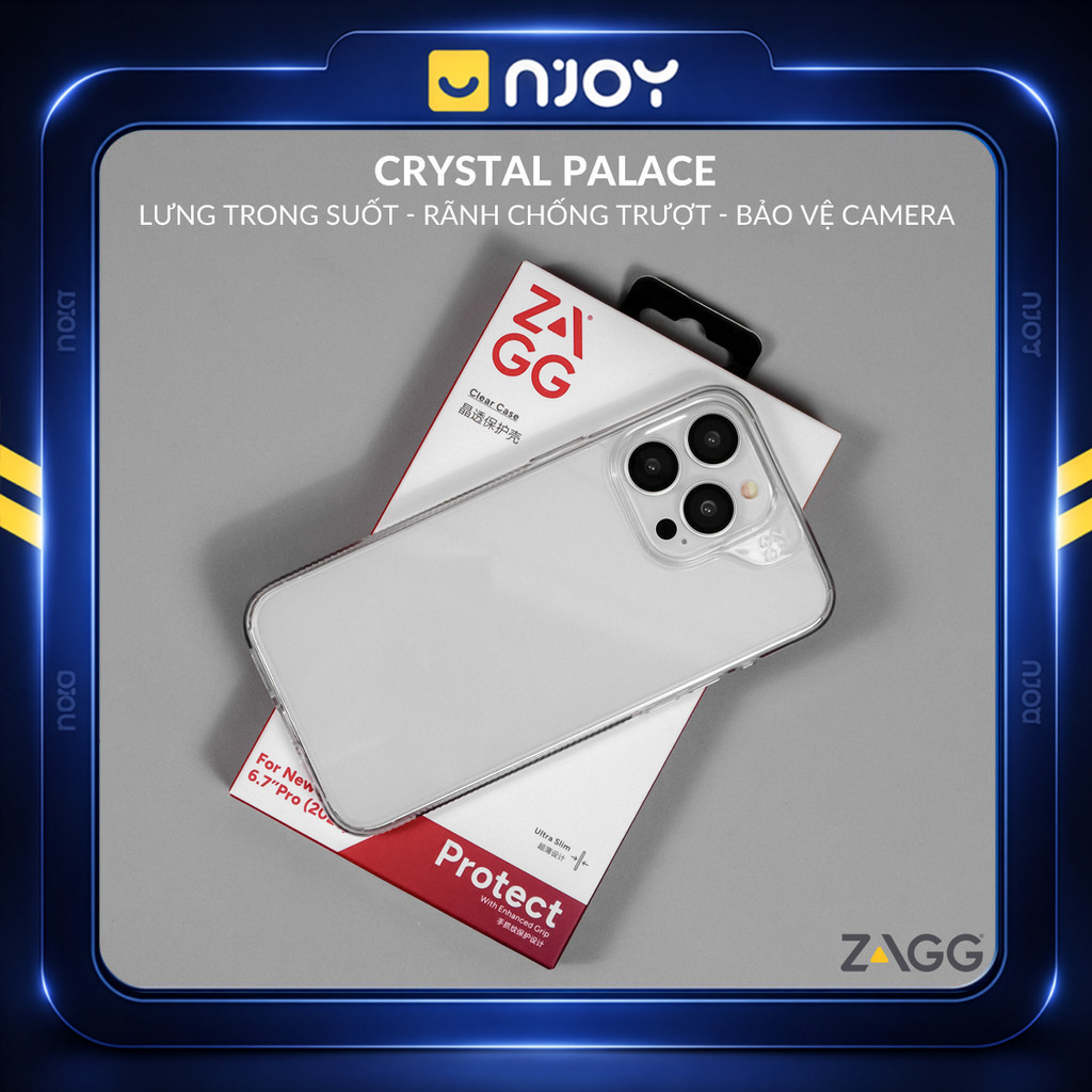 Ốp Trong Suốt ZAGG Chống Sốc Bảo Vệ Camera Cho Điện Thoại iPhone 16 Pro Max 15 14 Njoyshop