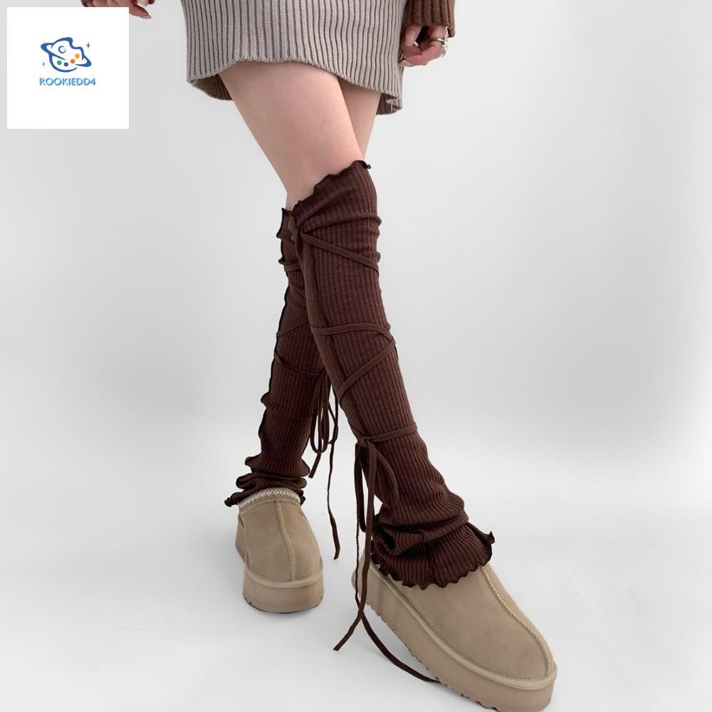 ROOKIEDD4 Loose Tất Foot Cover, Dây cao đến đầu gối Selvedge Balletcore Leg Warm Warm Boots Cover St