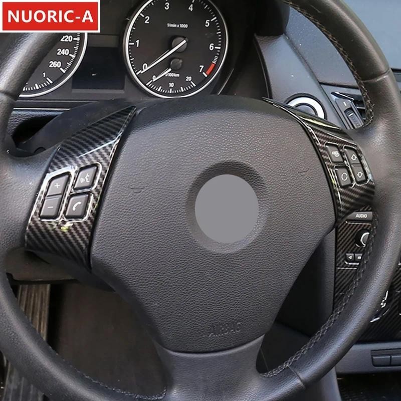 Sợi Carbon Màu Vô Lăng Nút Khung Trang Trí Bao Viền Cho Xe BMW X1 E84 2011-2015 Kiểu Dáng Xe Phụ Kiệ