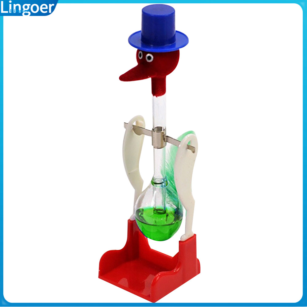 Lingoer Creative Non-Stop Liquid Drinking Glass Lucky Bird Duck Bobbing Magic Prank Toy