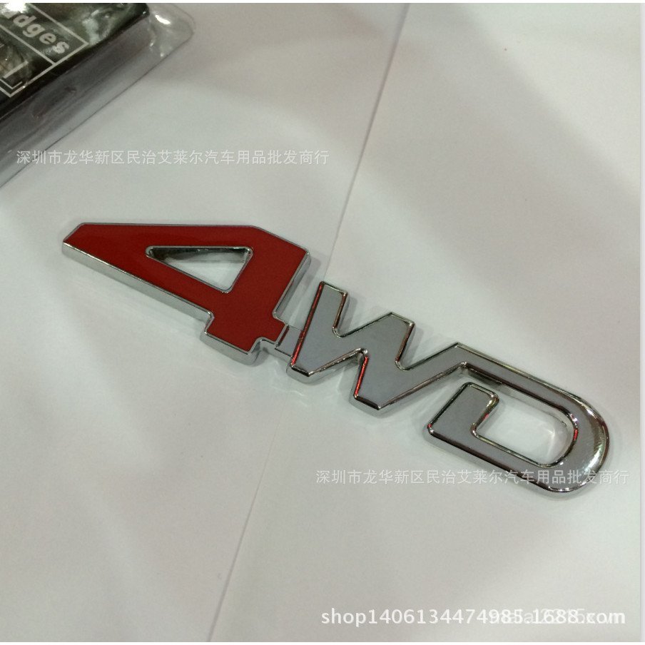 4wd Kim Loại Xe Miếng Dán 3D Ba Chiều Trang Trí Xe Hơi Miếng Dán 4WD 4WD Logo Sửa Đổi Logo Xe Ô Tô N