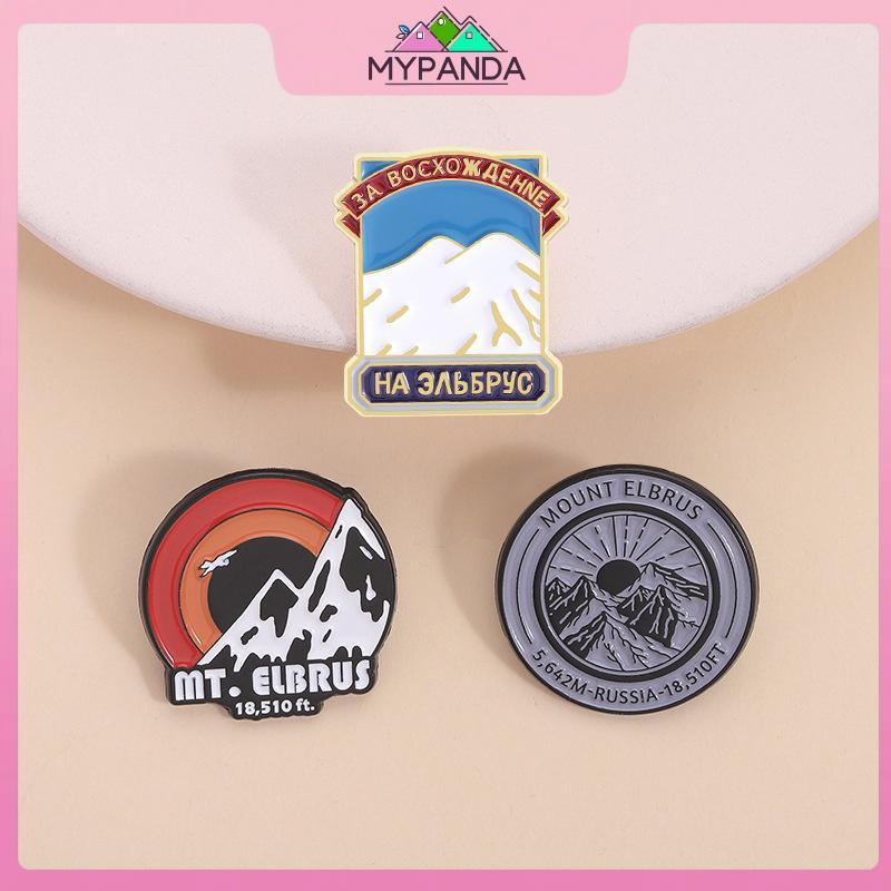 MYPANDA Trâm cài hình núi Elbrus Nga - Phong cảnh bình minh tuyết trắng, phụ kiện thời trang cho bal