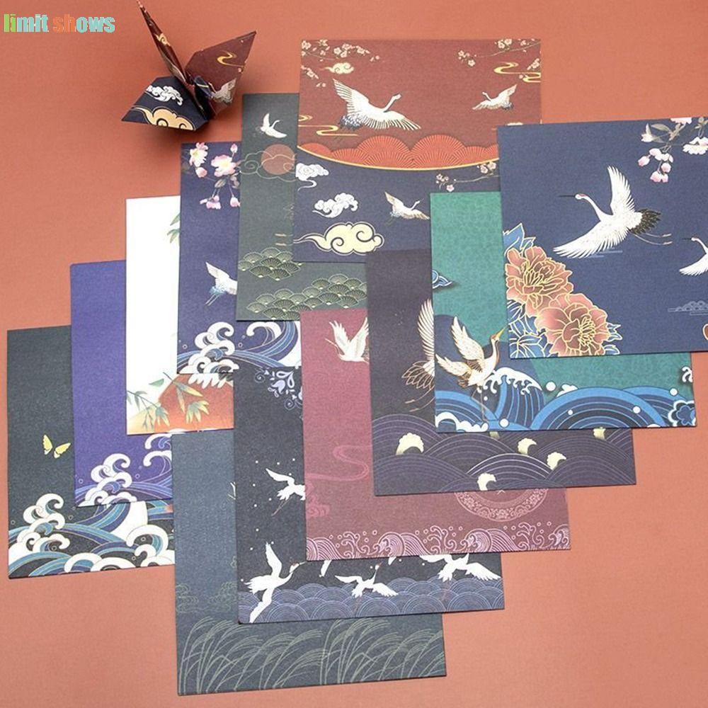 GIỚI HẠN HIỂN THỊ 70 cái / bộ Giấy in hình cần cẩu, Giấy thủ công phong cách Trung Quốc Origami, In 