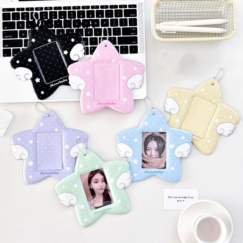 MOBANINA Hộp đựng thẻ 3 Inch, PVC có móc khóa Hộp đựng thẻ ảnh, INS Plus Size Kpop Idol Card Display