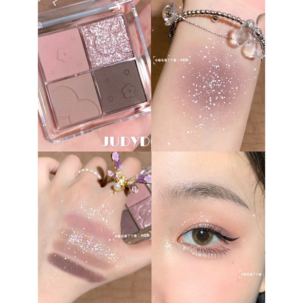phấn mắt phấn mắt romand Juduo Juduo Bảng Phấn Mắt Bốn Màu Mùa Xuân Mùa Hè Độ Saturation Thấp Màu Đấ