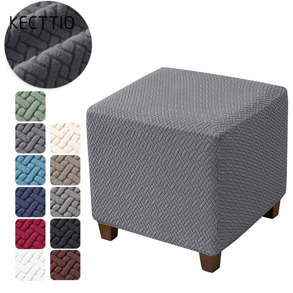 KECTTIO Vuông Phân Cover, Hình Chữ T Nhung Jacquard Ottoman Cover, Màu Trơn Co Giãn Mềm Chân Trang T