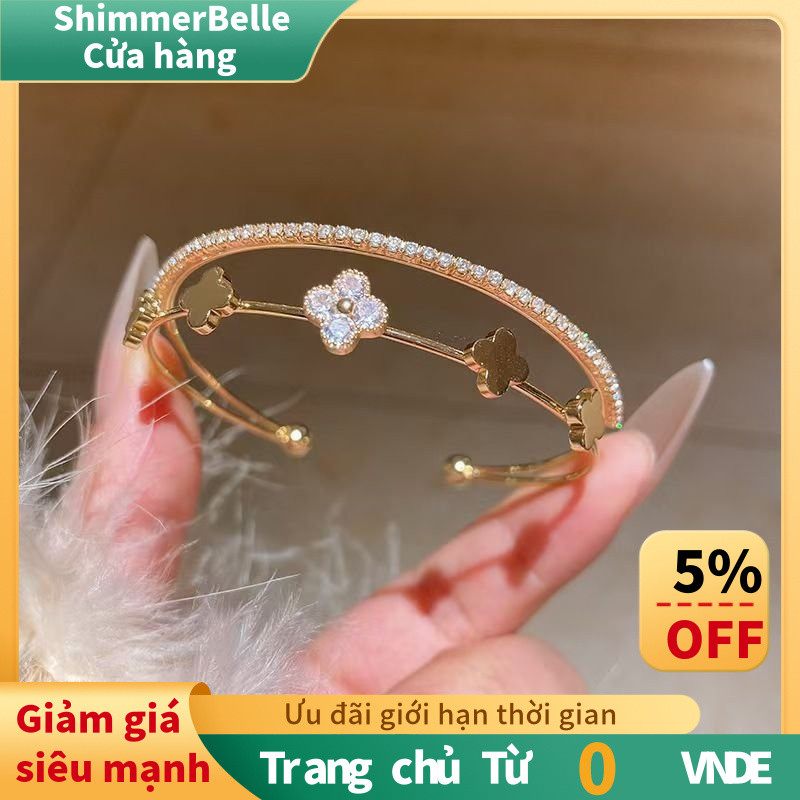 Vòng Tay Two-Layer Zircon Phong Cách Mới, Hoa Two-Layer, Ánh Sáng Sang Trọng, Thích Hợp Cho Nữ Cao C